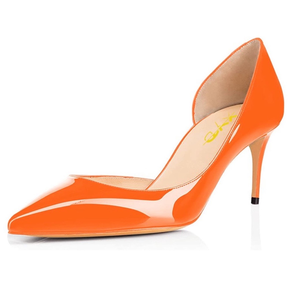 XYD Sexy Mid Heel D'Orsay Shoes Pointed Toe Pumps